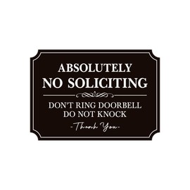 No Soliciting Sign for Front Door，Self-Adhesive Elegant Do Not Knock or Ring Doorbell No Soliciting Sticker for Home, No Solicitors Sign for Doorbell, House Door, Home, Office 5.6"x 3.9"