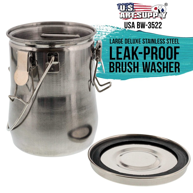 US Art Supply Large Stainless Steel Leak-Proof Premium Brush Washer