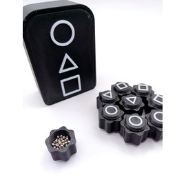Traditional Korean Game, Geometric Gaming Stones Set, 9 Black Pieces with Storage Box, Inspired Design, Gonggi, Gong-gi, Traditional Game, made in the UK
