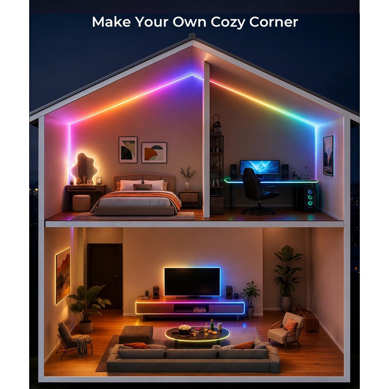 DeckTok LED Neon Rope Strip Light 9.84ft RGB IP65 for