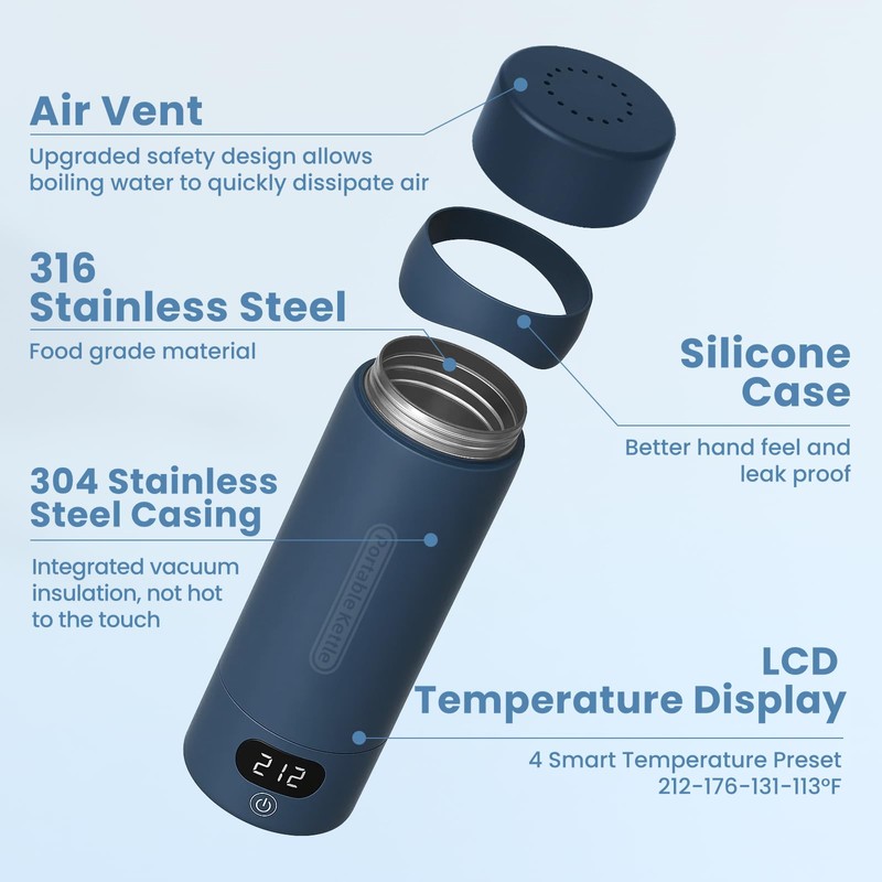 Travel Electric Kettle Portable Mini Kettle,316 Stainless Steel 16.91Oz,Small Hot
