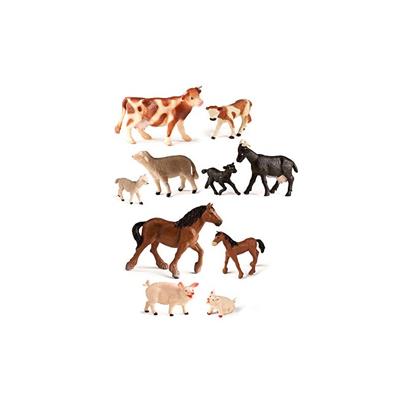 Miniland 50.27430 Farm Animals with Babies 10 Figures, Multi-Color