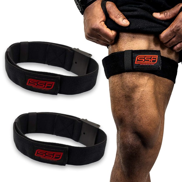 Serious Steel Fitness Leg Hypertrophy Training Bands (2" Black Leg Bands) for Building Arms, Legs, Glutes, Helps You Gain Muscle Size and Strength