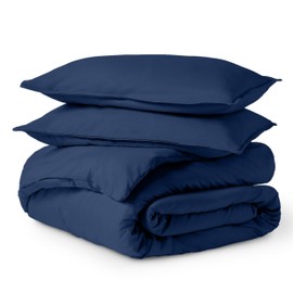 Bare Home Bedding Duvet Cover Oversized Queen Size - Premium 1800 Super Soft Duvet Covers Collection - Lightweight, Cooling Duvet Cover - Soft Breathable Duvet Cover (Oversized Queen, Dark Blue)