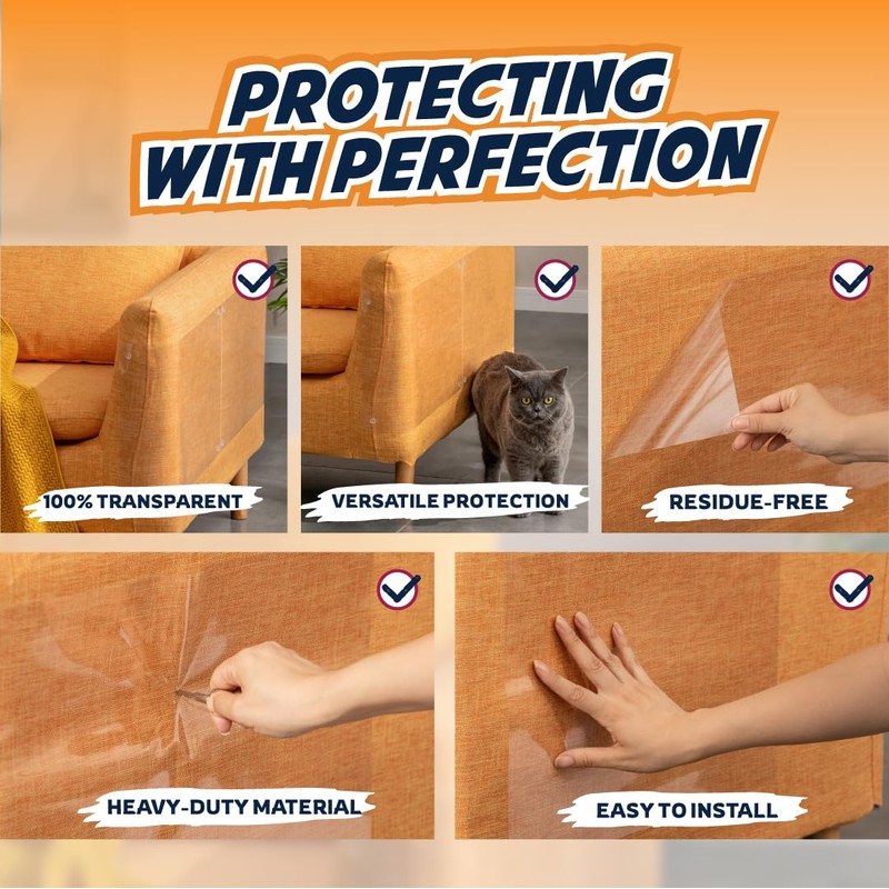 Panther Armor Furniture Protector, 8-Pack, Heavy Duty Anti-Scratch Cat Couch