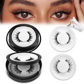 Luozia Magnetic Eyelashes with Applicator,Magnetic Eyelashes Natural Look,Best Magnetic Lashes No Glue,Reusable and Portable Magnetic Lashes (Natural+Sunflower)