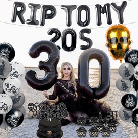JeVenis Rip to My 20s Balloons Rip Twenties Balloons Gothic Birthday Decoration 30 Birthday Gift Death to My 20s Banner Funeral for My Youth 30th Birthday Decoration