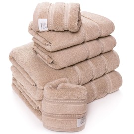 Softerry Premium Plush Bath Towel Set - 100% Soft Cotton - Baby Skin Extra Absorbent Zero Twist High Performance - Luxury Hotel & Spa Quality - Fade Resistant - Eco-Friendly (Beige, Set of 6)