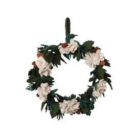 Creative Co-Op Round Handmade Wool Felt Wreath with Appliqued Leaves and Flowers, Multicolor