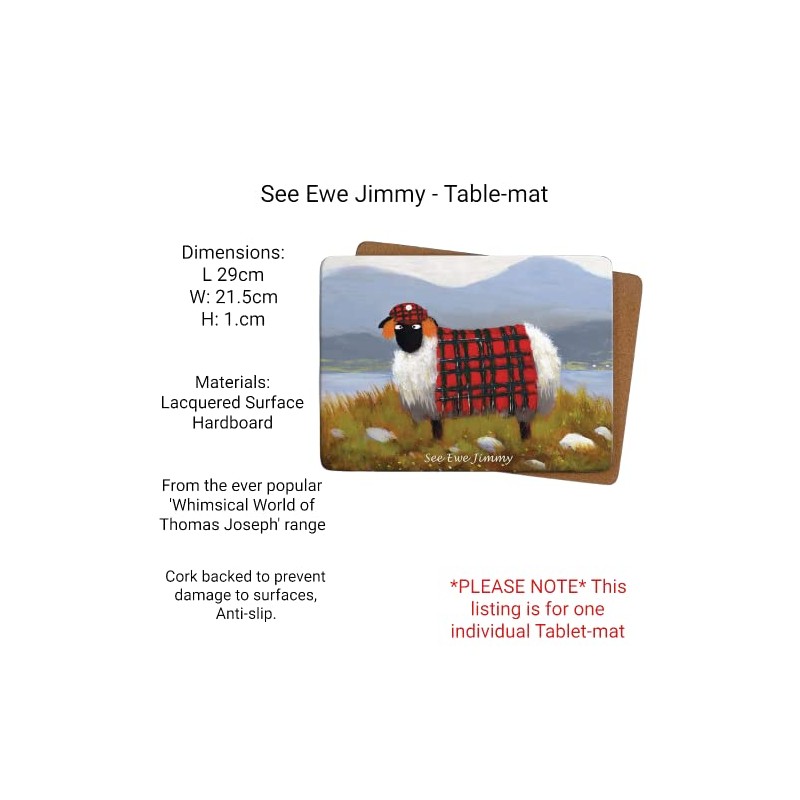 Thomas Joseph See Ewe Jimmy Table Mat Sheep Gift