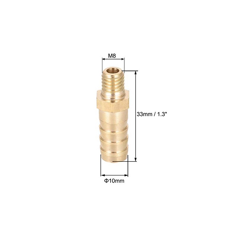 sourcing map 2 Pieces Brass Fitting Connector M8-1 mm Pitch