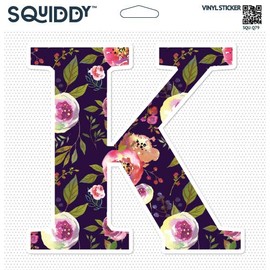 Squiddy Floral Letter K Pretty Roses Design - Vinyl Sticker (7" Tall)