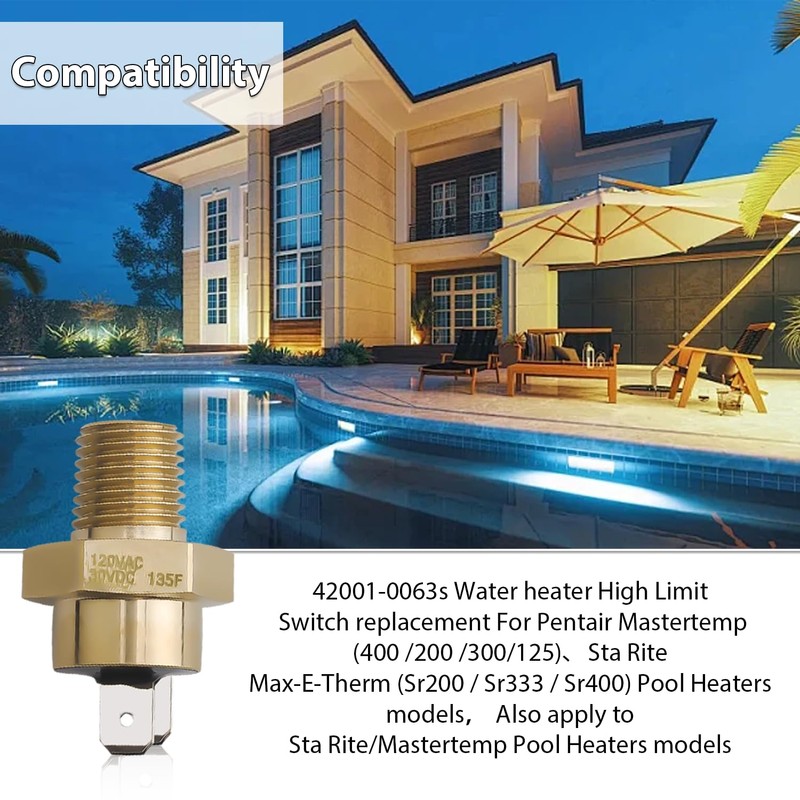 42001-0063S High Limit Switch Replacement for Pentair Sta-Rite MasterTemp Max-E-Therm