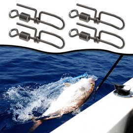 LT Easiyl 50 Pieces Stainless Steel Cascade Swivels for Sea Fishing Equipment Loop Fishing Equipment Long Distance Casting Fishing Equipment Cascade Match Swivels Snap Buttons Connection Clips Fishing