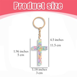 Colourful Cute Cross Keychain, Religion Jesus Keyring Christian Gifts, Small and delicate accessories, Women Charm for Purse Handbags Backpacks.(Multicolor)