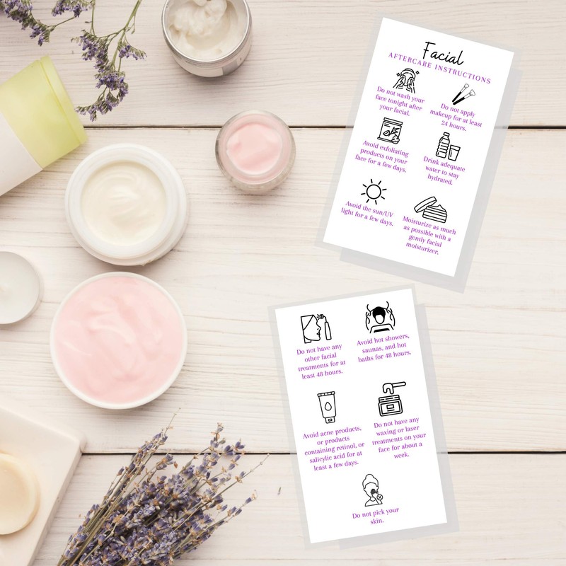 Boutique Marketing LLC Facial Aftercare Cards | 50 Pack |