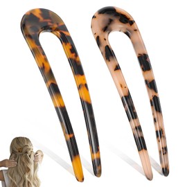 2 PCS French Twist Hair Pin, Hair Pins for Women, French Pin, U Shaped Hair Pins, Suitable Hairstyle Accessories for Girl(Beige/Tortoiseshell)
