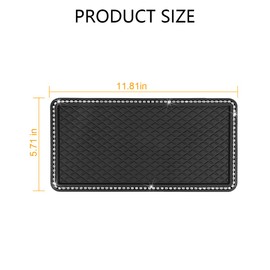 HZEL Bling Car Dashboard Non Slip Mat, Crystal Rhinestone Vehicle Dash Grip Pad Pad for Phone Sunglasses Electronic Devices, Diamond Sticky Automotive Gripping Mat Accessories, Universal Fit
