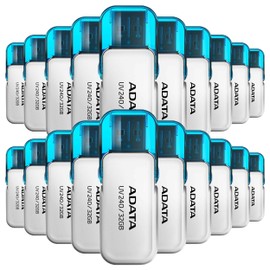 PSA Kit 20 Piezas Memoria USB 32 GB ADATA (Modelo AUV240-32G-RWH) Flash Drive 2.0, Compatibilidad Completa, USB Tipo A con Capucha Abatible, COMPUTO Y PAPELERIA (Blanco)