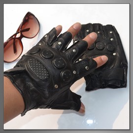 BUZZxSELECTION GB028 Men's Leather Gloves Cycling Training Gloves (Black)