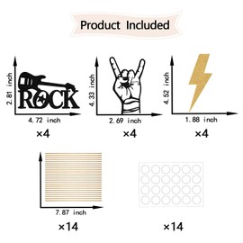 Musical Rock & Roll Centerpiece Sticks, Musical Theme Birthday Decorations, Born To Rock, 80s 90s Hippie Music Themed Baby Shower Party Supplies 12 Pieces Black Gold