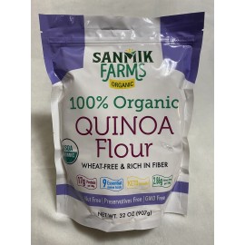 SanMik Farms Organic Quinoa Flour White, 2 lb (32 oz), USDA Organic Certified