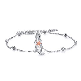 ONEFINITY Otter Gifts for Women Sterling Silver Otter Anklet Sea Otter Starfish Ankle Bracelet Jewelry