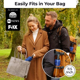 TUMELLA Paraguas de viaje resistente al viento más fuerte (compacto y de alta calidad), pequeño, resistente pero ligero, portátil y plegable automáticamente, mango premium duradero, azul, 42 inch