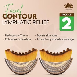 Pack of 2 Lymphatic Contour Face Brush, Lymphatic Drainage Massager, Double Chin Reducer Lymphatic Drainage Brush Anti-Puffiness Ergonomic Facial Cleansing Brush for Sculpting