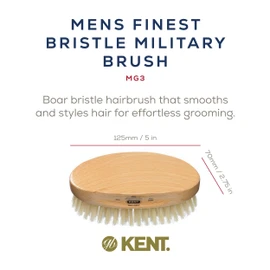 Kent MG3 Finest Men's Hair & Beard Brush for Skin Care - 100% Natural White Boar Bristle for Mens Grooming, Scalp Brush, 360 Wave, and Beard Straightener For Men's Hair Care