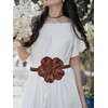 TeeYee PU Leather Large Flower WaistBand Bohemian Style Decorative Waist