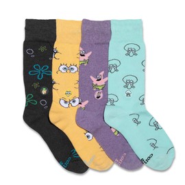 Conscious Step Men's SpongeBob SquarePants Organic Cotton Crew Socks | 3 Pack Multicolor Pattern Socks Size US Mens 8-13 | Every Pair Helps Support Ocean Conservation