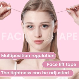 QOMJUFA 20 stickers + 8 rope face tape, V-shape instant invisible face, neck and eye lift, make-up tools for face