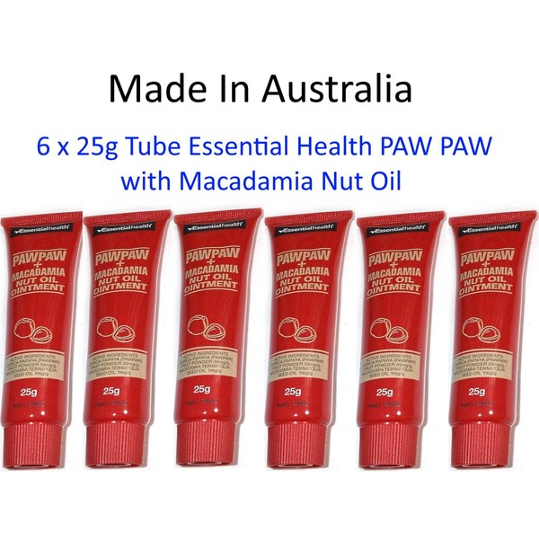 6 x 25g Tube Essential Health PAWPAW + Macadamia Nut Oil Ointment Paw Paw