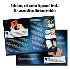 Die drei Secret Messages from Kosmos, Sagittarius Secret Information, Encrypt and Seal Messages, Detective Toy Set for Children from 8 Years, in Practical Metal Box