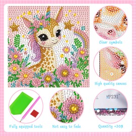 Kssvzz 6 Pack 5D Diamond Painting Kit for Kids, Cartoon Animal Diamond Art Kits, 6x6 Inch Full Drill Art Gem Painting for Girls, Boys, Beginners, Frame Not Included