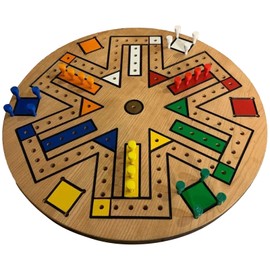 Fast Track Game Wood 35.5cm Diameter Family Board Game Brown