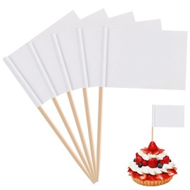 Xrten Toothpick Flags White, Empty Toothpick Flags, Toothpick Flags Decorative Flags for Writing Label Prompts for Party Cakes Food Cheese Plate Appetizers Pack of 100