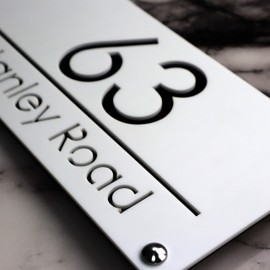 K SMART SIGN | LUXE H3 F31 | House Numbers Plaques House Numbers Door Signs House Number For Wall Name Plaques For Outside 3D Laser Cut acrylic Mirrored Marble (Matt White & Gloss Black)