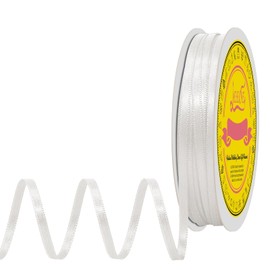 LEEQE Double Face Off White Satin Thin Ribbon 1/8 inch X 50 Yards Polyester Off White Ribbon for Gift Wrapping Very Suitable for Weddings Party Hair Bow Invitation Decorations and More