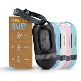 SVD.PET Dispensador de bolsas para excrementos de perro, bolsa de basura retráctil que se adapta a cualquier correa de perro, 15 bolsas de residuos, soporte para bolsas de excrementos, accesorio para caminar perros (negro)