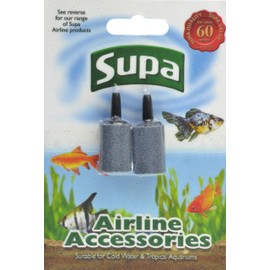 Supa Airline Airstone Carded, 2-Piece, Used In Conjunction With An Air Pump To Simply Diffuse The Air Via A Fine Mist Of Bubbles Into The Aquarium Thus Oxygenating The Aquarium/Fish Tank