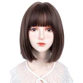 Wig, Bob, Short Wig, Women's Wig, Full Wig, Semi-Long, Wig, Natural Wig, Short Bob, Mat, Bangs, Everyday Use, Women's, Wig, Small, Lightweight, Heat Resistant, Cute, Lolita, Smooth, Fashion, Medical