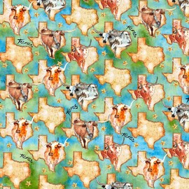 Quilting Treasures Fabrics Longhorns Texas Longhorn Symbols