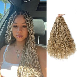 Liang Dian Goddess Box Braids Crochet Hair 14 Inch 8 Packs Crochet Box Braids for Black Women Pre looped Synthetic Braiding Hair Bohemian Hippie Braids Hair Extensions 14 Inch 2#