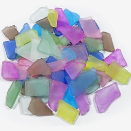 14oz Colorful Frosted Sea Glass Pieces for Crafts Frosted Flat Glass, Sea Glass Vase Fillers for Crafts Beach Glass Large Sea Glass Pieces Vase Fillers for Weddings Home Decor Crafts Bulk Sea Glass