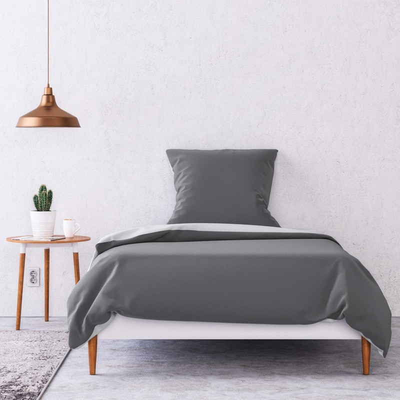Wolkenfeld Bed Linen 135 x 200 cm, Grey Anthracite, Oeko-Tex