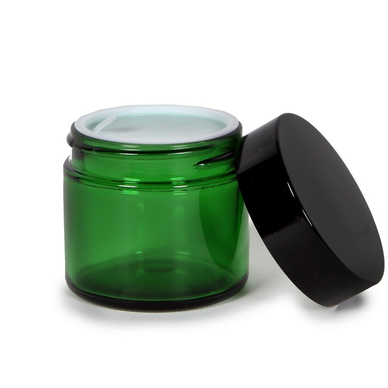 Vivaplex, 12, Green, 2 oz, Round Glass Jars, with Inner