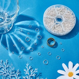 PandaHall Elite 1 Box Iron Double Jump Ring Split Rings 4-10mm in Diameter Silver Color for Jewelry Making