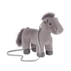 Apricot Lamb Grey Pony Horse Shaped Crossbody Plush Purse for Toddlers and Teen Girls, Stuffed Animal Shoulder Bag, Kids Fashion Handbags, 11.9 Inches